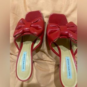 Saks Fifth Avenue Red leather bow sandals